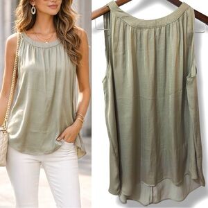 Jeanswest | NWOT Satin Sage Olive Sleeveless Blouse Top (size 8)
